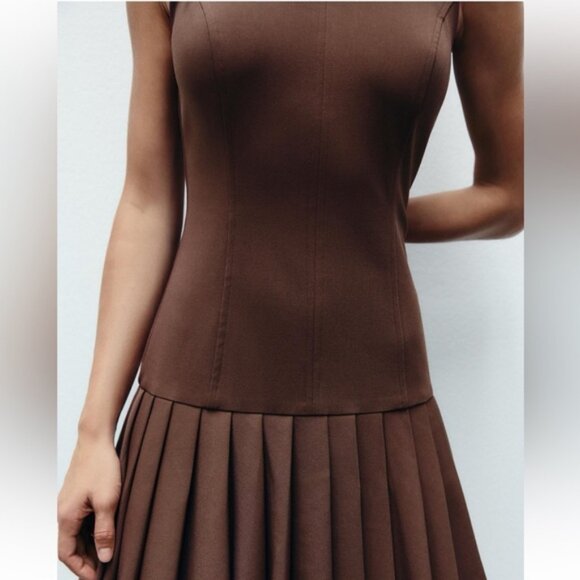 ZARA BOX PLEAT MINI DRESS - Picture 4 of 10